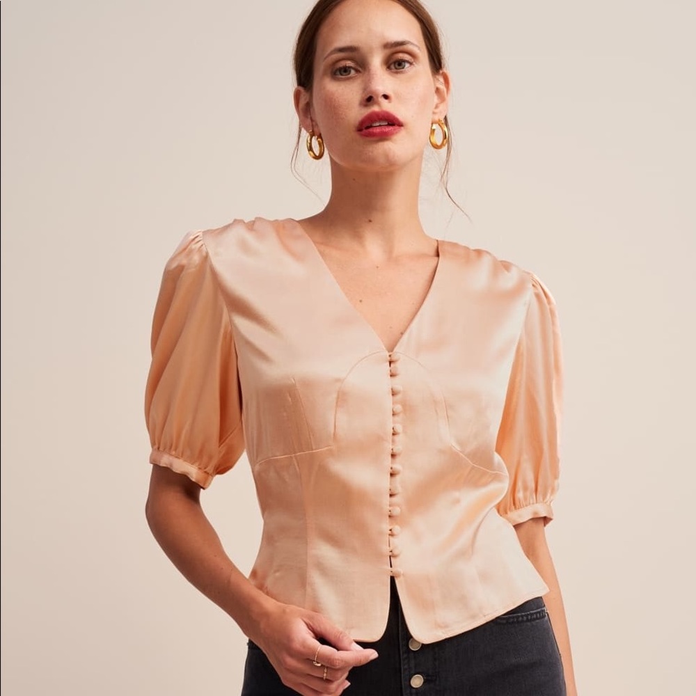**ISO**Rouje Camille Blouse in Peach or Navy (34)
